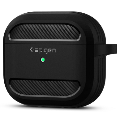 Akcija! Dėklas skirtas Apple AirPods 3 - Spigen Rugged Armor - Juodas  3