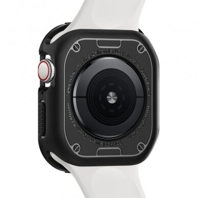 [Užsakomoji prekė] Dėklas skirtas Apple Watch 4 / 5 / 6 / 7 / 8 / SE (44mm / 45mm) - Spigen Rugged Armor - Juodas LZX341 2