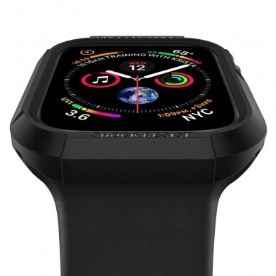 [Užsakomoji prekė] Dėklas skirtas Apple Watch 4 / 5 / 6 / 7 / 8 / SE (44mm / 45mm) - Spigen Rugged Armor - Juodas LZX341 4