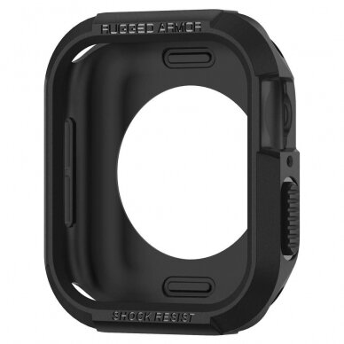 [Užsakomoji prekė] Dėklas skirtas Apple Watch 4 / 5 / 6 / 7 / 8 / SE (44mm / 45mm) - Spigen Rugged Armor - Juodas LZX341 5