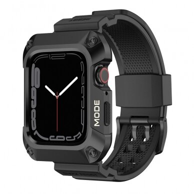 [Užsakomoji prekė] Dėklas Apple Watch 4 / 5 / 6 / SE / SE 2 (44mm) + Curea - Lito Metal RuggedArmor (LS002) - Juodas 2