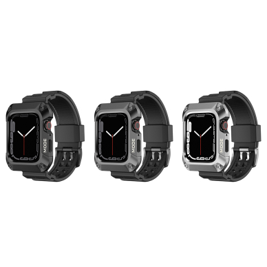 [Užsakomoji prekė] Dėklas Apple Watch 4 / 5 / 6 / SE / SE 2 (44mm) + Curea - Lito Metal RuggedArmor (LS002) - Pilkas 5