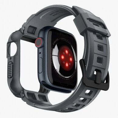 [Užsakomoji prekė] Dėklas Apple Watch 4 / 5 / 6 / SE / SE 2 / 7 / 8 / 9 (44mm/45mm) + Curea - Spigen Rugged Armor Pro - Tamsiai pilkas 1