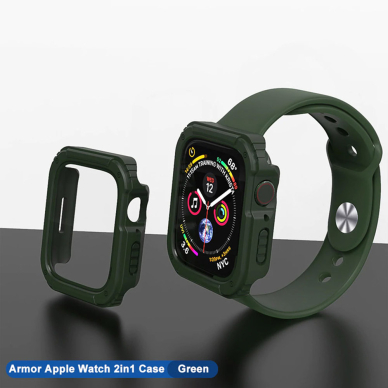 [Užsakomoji prekė] Dėklas skirtas Apple Watch 7 / 8 / 9 (41mm) + Folie - Lito Watch Armor 360 - Žalias 3