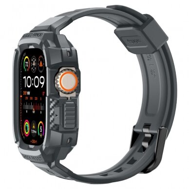 [Užsakomoji prekė] Dėklas Apple Watch Ultra / Ultra 2 + Curea - Spigen Rugged Armor Pro - Tamsiai pilkas 5