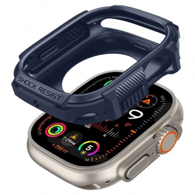 [Užsakomoji prekė] Dėklas Apple Watch Ultra / Ultra 2 - Spigen Rugged Armor - Mėlynas 6