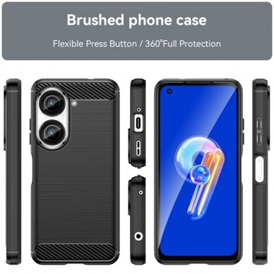 [Užsakomoji prekė] Dėklas Asus Zenfone 9 - Techsuit Carbon Silicone - Juodas 1