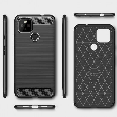 [Užsakomoji prekė] Dėklas skirtas Google Pixel 4a 5G - Techsuit Carbon Silicone - Juodas PXG099 1