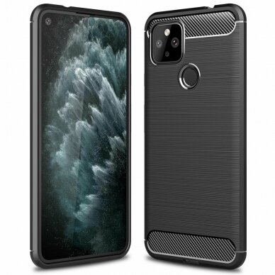 [Užsakomoji prekė] Dėklas skirtas Google Pixel 4a 5G - Techsuit Carbon Silicone - Juodas PXG099