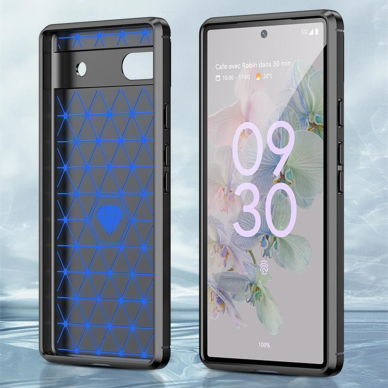 [Užsakomoji prekė] Dėklas skirtas Google Pixel 6a - Techsuit Carbon Silicone - Juodas PXG099 6