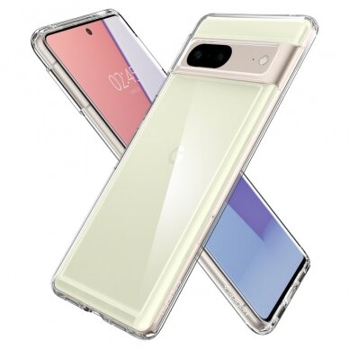 [Užsakomoji prekė] Dėklas skirtas Google Pixel 7 - Spigen Ultra Hybrid - Crystal permatomas PXG099 3