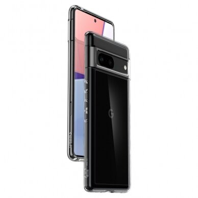 [Užsakomoji prekė] Dėklas skirtas Google Pixel 7 - Spigen Ultra Hybrid - Crystal permatomas PXG099 4