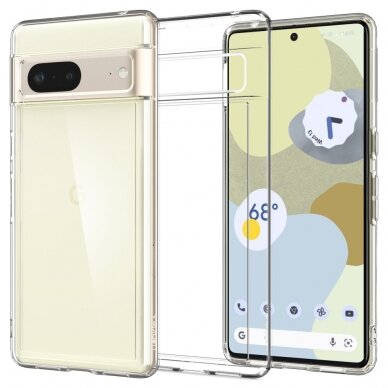 [Užsakomoji prekė] Dėklas skirtas Google Pixel 7 - Spigen Ultra Hybrid - Crystal permatomas PXG099