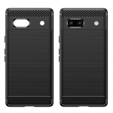 [Užsakomoji prekė] Dėklas skirtas Google Pixel 7a - Techsuit Carbon Silicone - Juodas PXG099 2