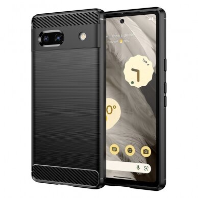 [Užsakomoji prekė] Dėklas skirtas Google Pixel 7a - Techsuit Carbon Silicone - Juodas PXG099