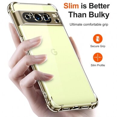 [Užsakomoji prekė] Dėklas Google Pixel 8 Pro - Techsuit Shockproof Clear Silicone - Permatomas 1