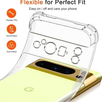 [Užsakomoji prekė] Dėklas Google Pixel 8 Pro - Techsuit Shockproof Clear Silicone - Permatomas 5