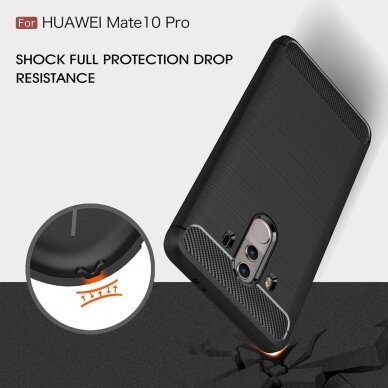 [Užsakomoji prekė] Telefono dėklas Huawei Mate 10 Pro - Techsuit Carbon Silicone - Juodas 4