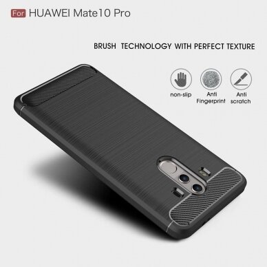 [Užsakomoji prekė] Telefono dėklas Huawei Mate 10 Pro - Techsuit Carbon Silicone - Juodas 5