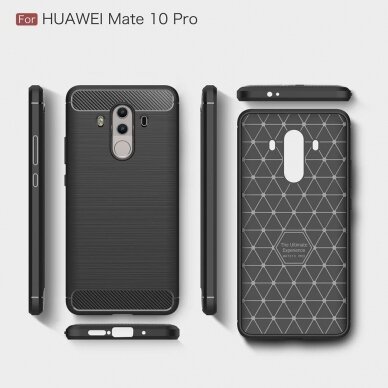 [Užsakomoji prekė] Telefono dėklas Huawei Mate 10 Pro - Techsuit Carbon Silicone - Juodas 6