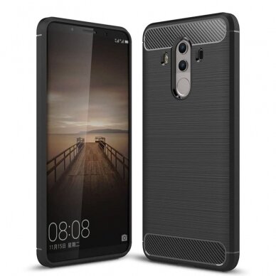 [Užsakomoji prekė] Telefono dėklas Huawei Mate 10 Pro - Techsuit Carbon Silicone - Juodas