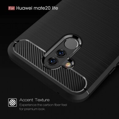 [Užsakomoji prekė] Dėklas skirtas Huawei Mate 20 Lite - Techsuit Carbon Silicone - Juodas 5