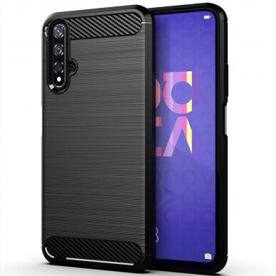 [Užsakomoji prekė] Dėklas skirtas Huawei Nova 5T / Honor 20 - Techsuit Carbon Silicone - Juodas HOZ299 2