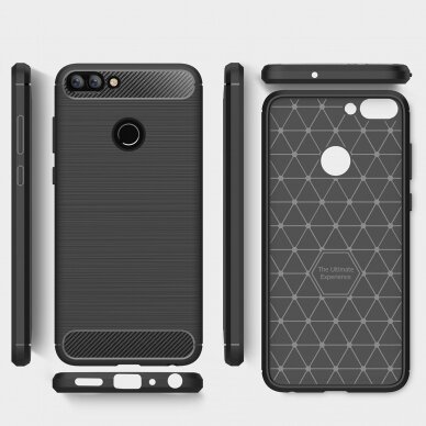 [Užsakomoji prekė] Dėklas skirtas Huawei P Smart - Techsuit Carbon Silicone - Juodas 6