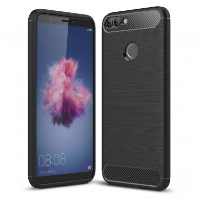 [Užsakomoji prekė] Dėklas skirtas Huawei P Smart - Techsuit Carbon Silicone - Juodas