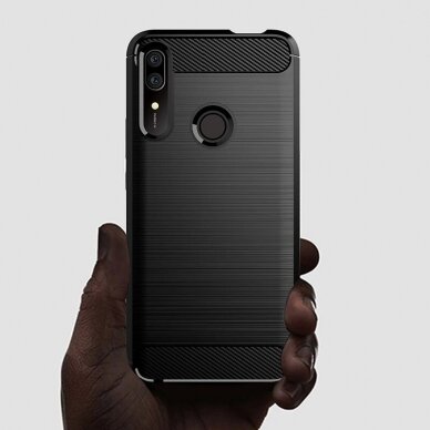 [Užsakomoji prekė] Dėklas skirtas Huawei P Smart Z - Techsuit Carbon Silicone - Juodas 2