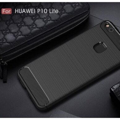 [Užsakomoji prekė] Dėklas skirtas Huawei P10 Lite - Techsuit Carbon Silicone - Juodas 1