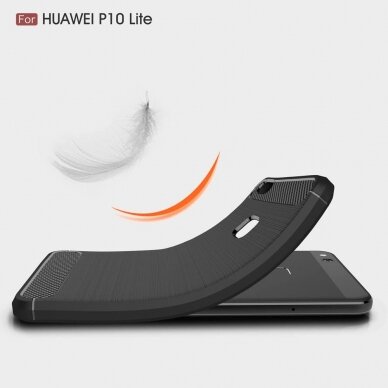[Užsakomoji prekė] Dėklas skirtas Huawei P10 Lite - Techsuit Carbon Silicone - Juodas 2