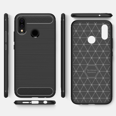 [Užsakomoji prekė] Dėklas skirtas Huawei P20 Lite - Techsuit Carbon Silicone - Juodas 5