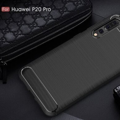 [Užsakomoji prekė] Dėklas skirtas Huawei P20 Pro - Techsuit Carbon Silicone - Juodas 1