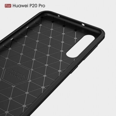 [Užsakomoji prekė] Dėklas skirtas Huawei P20 Pro - Techsuit Carbon Silicone - Juodas 3