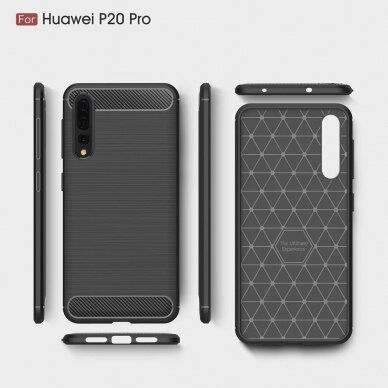 [Užsakomoji prekė] Dėklas skirtas Huawei P20 Pro - Techsuit Carbon Silicone - Juodas 4