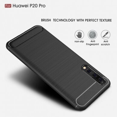 [Užsakomoji prekė] Dėklas skirtas Huawei P20 Pro - Techsuit Carbon Silicone - Juodas 5