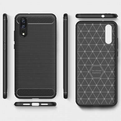 [Užsakomoji prekė] Dėklas skirtas Huawei P20 - Techsuit Carbon Silicone - Juodas 3