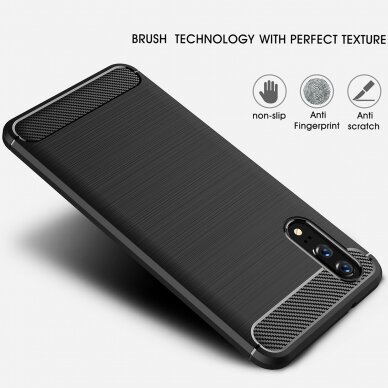 [Užsakomoji prekė] Dėklas skirtas Huawei P20 - Techsuit Carbon Silicone - Juodas 4