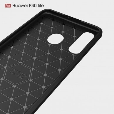 [Užsakomoji prekė] Dėklas skirtas Huawei P30 Lite / P30 lite New Edition - Techsuit Carbon Silicone - Juodas 2