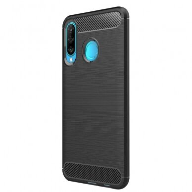 [Užsakomoji prekė] Dėklas skirtas Huawei P30 Lite / P30 lite New Edition - Techsuit Carbon Silicone - Juodas 5