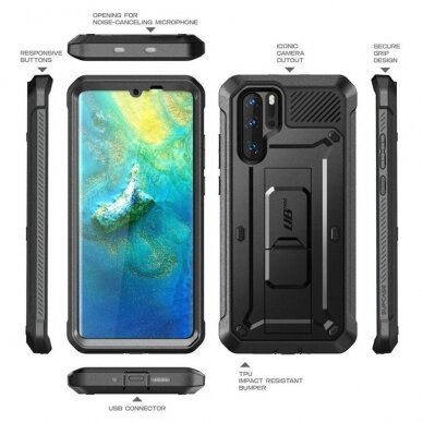 [Užsakomoji prekė] Dėklas skirtas Huawei P30 Pro / P30 Pro New Edition - Supcase Unicorn Beetle Pro - Juodas 7