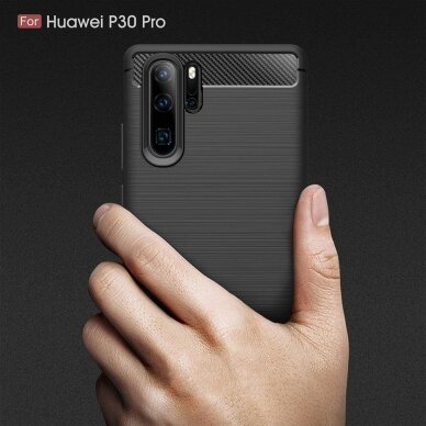 [Užsakomoji prekė] Dėklas skirtas Huawei P30 Pro / P30 Pro New Edition - Techsuit Carbon Silicone - Juodas 1