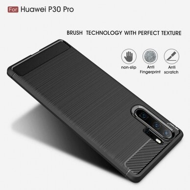 [Užsakomoji prekė] Dėklas skirtas Huawei P30 Pro / P30 Pro New Edition - Techsuit Carbon Silicone - Juodas 2