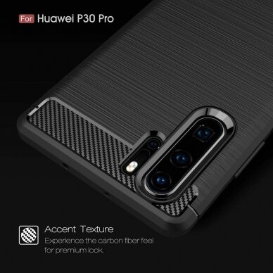 [Užsakomoji prekė] Dėklas skirtas Huawei P30 Pro / P30 Pro New Edition - Techsuit Carbon Silicone - Juodas 5