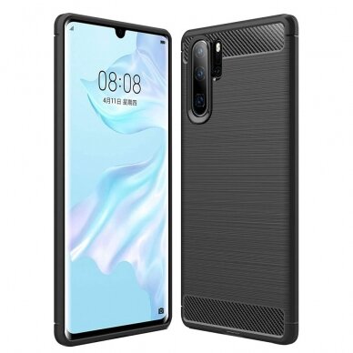 [Užsakomoji prekė] Dėklas skirtas Huawei P30 Pro / P30 Pro New Edition - Techsuit Carbon Silicone - Juodas