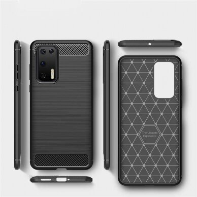 [Užsakomoji prekė] Dėklas skirtas Huawei P40 Pro - Techsuit Carbon Silicone - Juodas 5