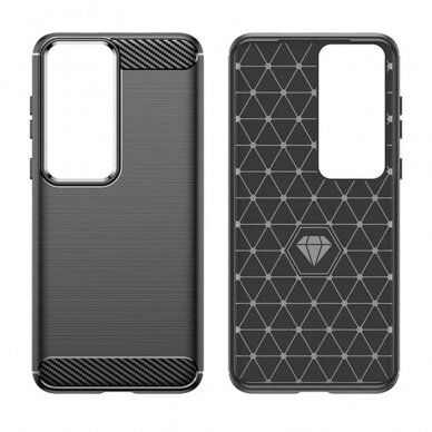 [Užsakomoji prekė] Dėklas skirtas Huawei P60 - Techsuit Carbon Silicone - Juodas 1