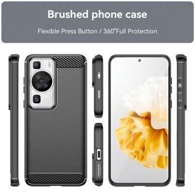 [Užsakomoji prekė] Dėklas skirtas Huawei P60 - Techsuit Carbon Silicone - Juodas 4