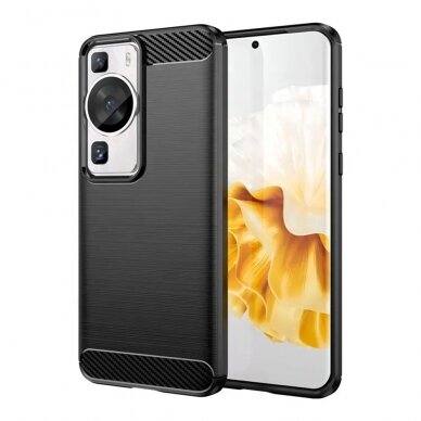 [Užsakomoji prekė] Dėklas skirtas Huawei P60 - Techsuit Carbon Silicone - Juodas